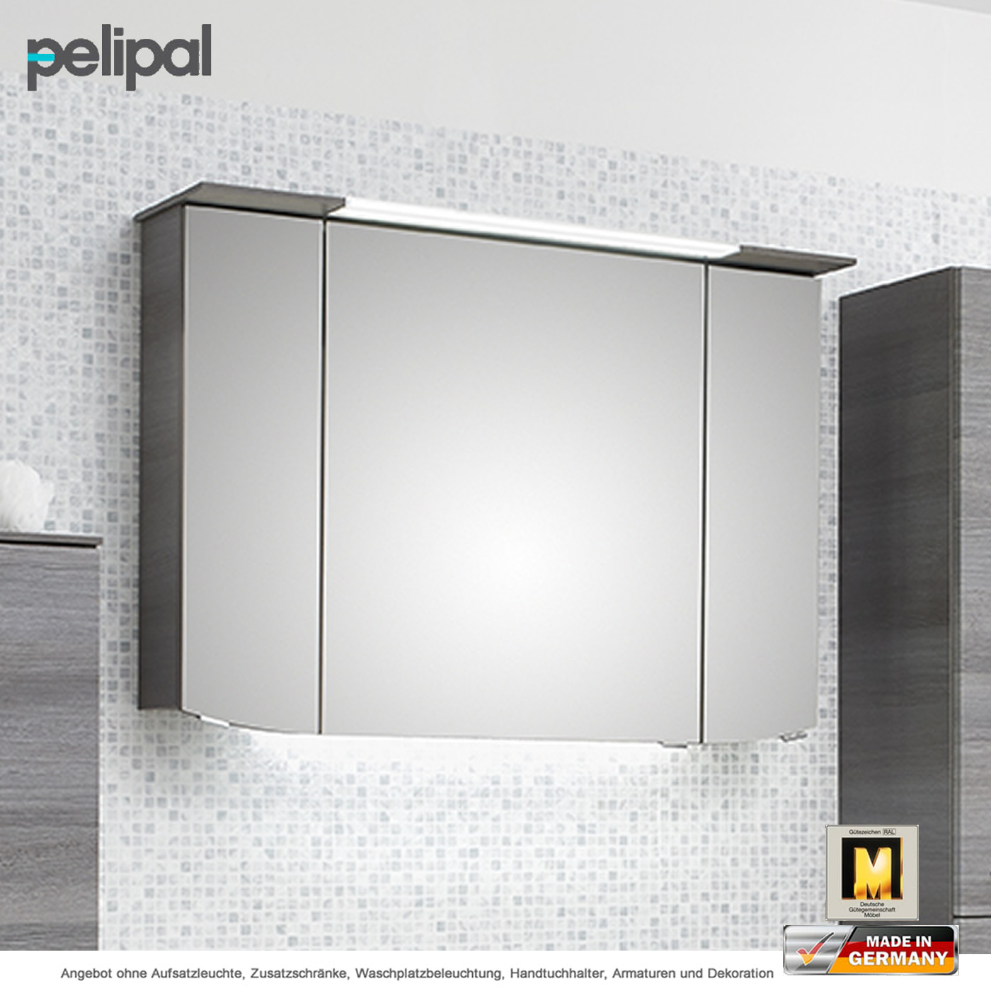 Pelipal Cassca Spiegelschrank 100 cm inkl. Kranzbeleuchtung und 3 Türen |  Impulsbad