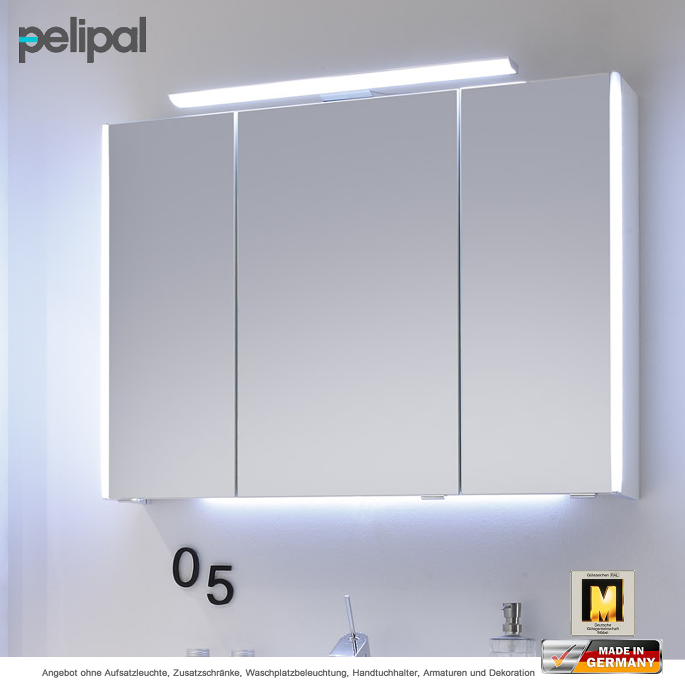 Pelipal Balto Spiegelschrank 92 cm mit 3 Türen | Impulsbad