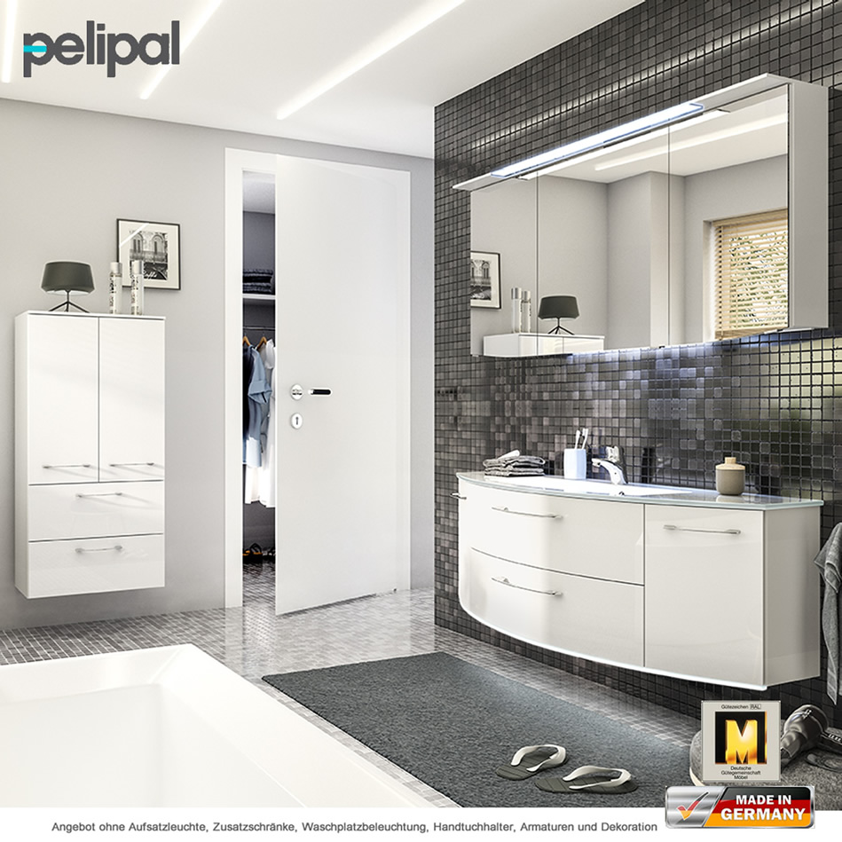 Pelipal Cassca Badmöbel mit & 140 2 Set Spiegelschrank Türen wählbar Auszügen mit Impulsbad 2 | - Waschtisch Unterschrank und cm